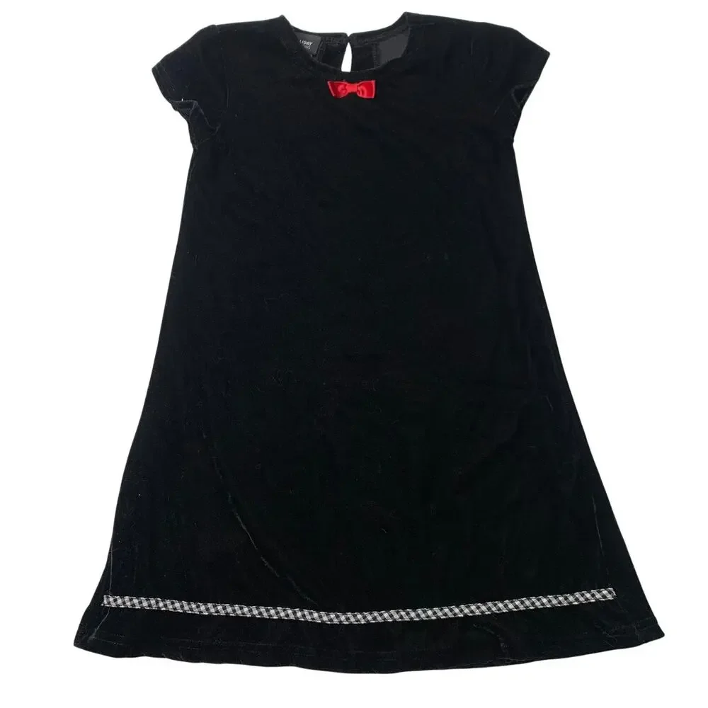 Holiday Editions Girls 5T Black Velvet Dress Red Bow Christmas Formal Recital